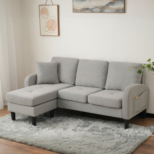 L-L-shaped Corner Sofa With Chaise Lounge 3Seater Sofa, 166 X 118 X 77 Cm, Breathable Cotton Linen Fabric, Plastic Legs, Modular Design, Ideal For Living Rooms, Apartments, And Offices