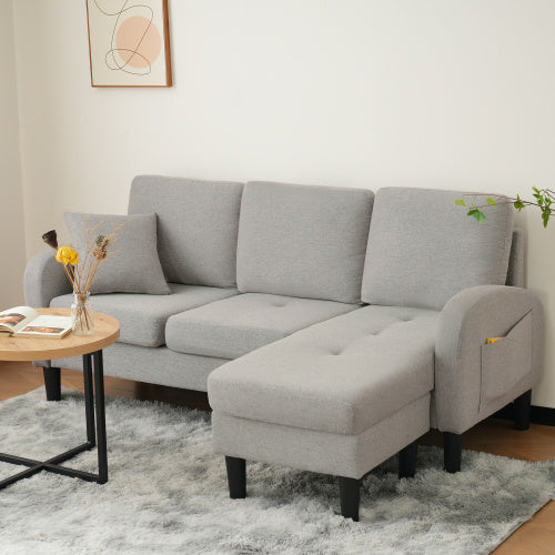 L-L-shaped Corner Sofa With Chaise Lounge 3Seater Sofa, 166 X 118 X 77 Cm, Breathable Cotton Linen Fabric, Plastic Legs, Modular Design, Ideal For Living Rooms, Apartments, And Offices