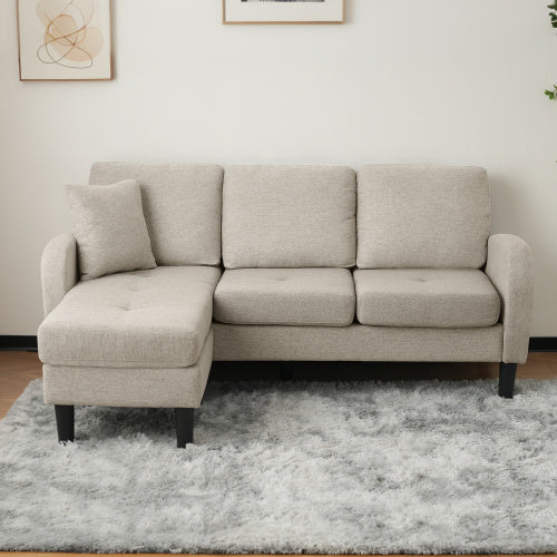 L-L-shaped Corner Sofa With Chaise Lounge 3Seater Sofa, 166 X 118 X 77 Cm, Breathable Cotton Linen Fabric, Plastic Legs, Modular Design, Ideal For Living Rooms, Apartments, And Offices