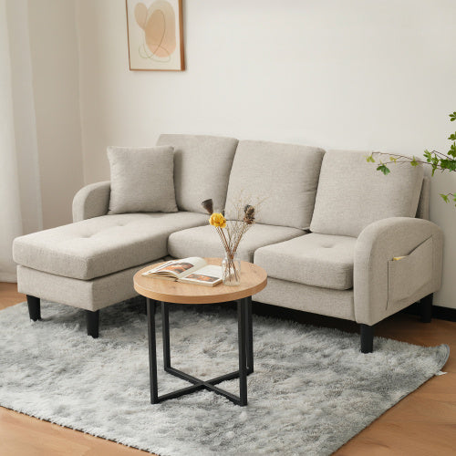 L-L-shaped Corner Sofa With Chaise Lounge 3Seater Sofa, 166 X 118 X 77 Cm, Breathable Cotton Linen Fabric, Plastic Legs, Modular Design, Ideal For Living Rooms, Apartments, And Offices