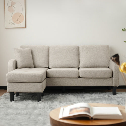 L-L-shaped Corner Sofa With Chaise Lounge 3Seater Sofa, 166 X 118 X 77 Cm, Breathable Cotton Linen Fabric, Plastic Legs, Modular Design, Ideal For Living Rooms, Apartments, And Offices