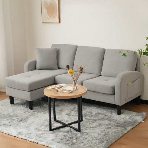 L-L-shaped Corner Sofa With Chaise Lounge 3Seater Sofa, 166 X 118 X 77 Cm, Breathable Cotton Linen Fabric, Plastic Legs, Modular Design, Ideal For Living Rooms, Apartments, And Offices