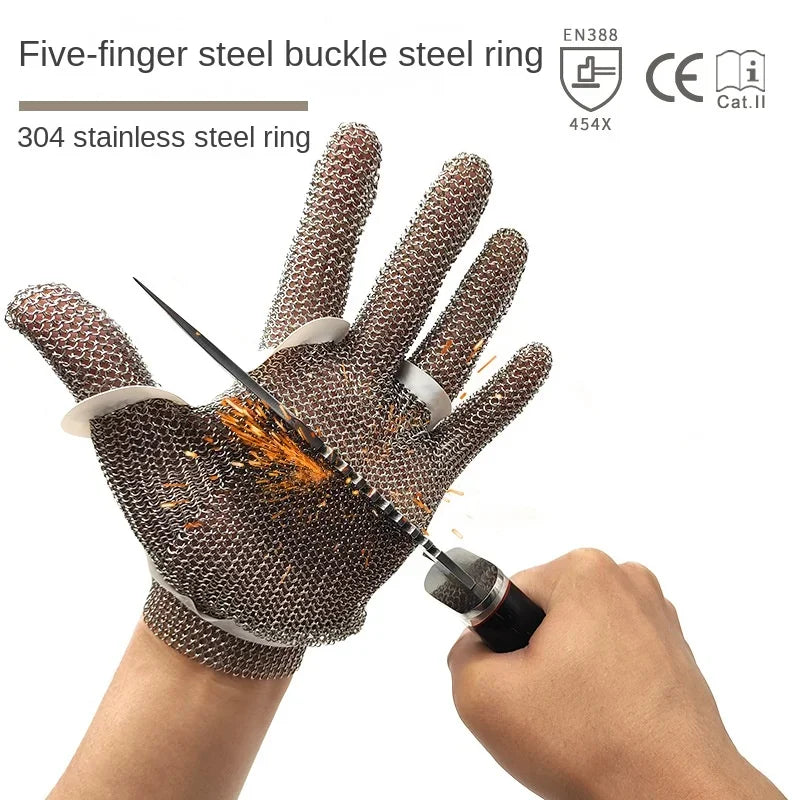 Stainless Steel Cut-resistant Gloves Level 5 Slaughter and Gardening High-risk Work Cut-resistant Labor Protection Gloves 1pcs