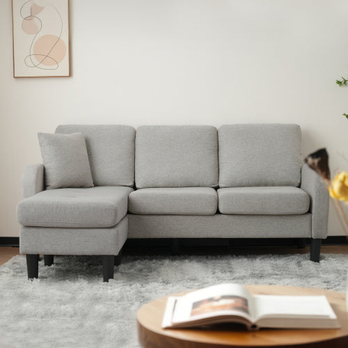 L-L-shaped Corner Sofa With Chaise Lounge 3Seater Sofa, 166 X 118 X 77 Cm, Breathable Cotton Linen Fabric, Plastic Legs, Modular Design, Ideal For Living Rooms, Apartments, And Offices