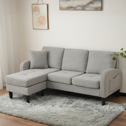L-L-shaped Corner Sofa With Chaise Lounge  3Seater Sofa, 166 X 118 X 77 Cm, Breathable Cotton Linen Fabric, Plastic Legs, Modular Design, Ideal For Living Rooms, Apartments, And Offices