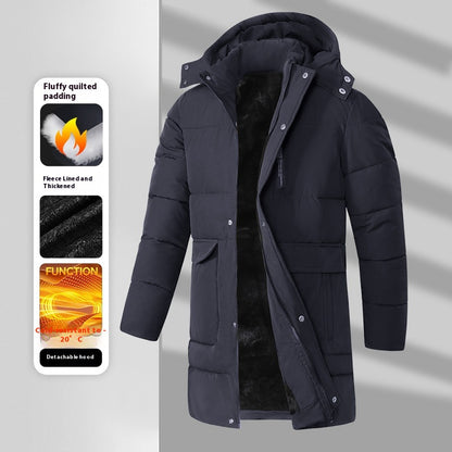 Fashionable Warm Long Velvet Padded Thickened Coat