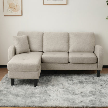 L-L-shaped Corner Sofa With Chaise Lounge  3Seater Sofa, 166 X 118 X 77 Cm, Breathable Cotton Linen Fabric, Plastic Legs, Modular Design, Ideal For Living Rooms, Apartments, And Offices