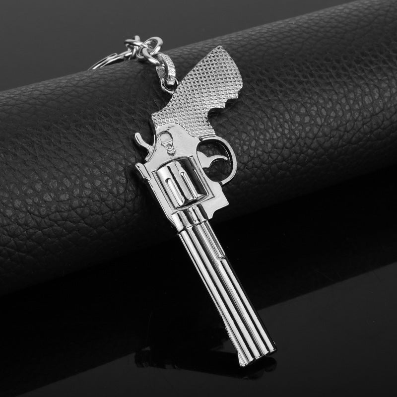 Revolver Weapon Model Letter Tag Pendant