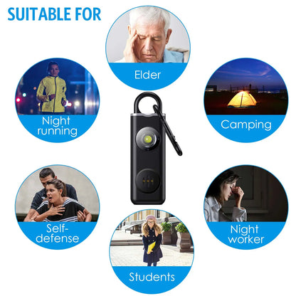 130dB Self Defense Siren Safety Alarm for Women Keychain with SOS LED Light Personal Alarms Personal Security Keychain Alarm