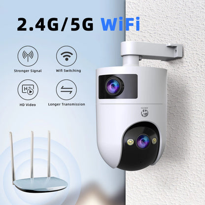 JOOAN 8MP HD IP Camera Outdoor Dual Lens Security WiFi Camera Auto Tracking Color Night CCTV Audio Video Surveillance Camera