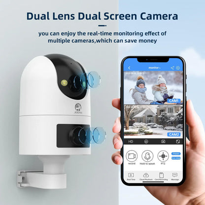 JOOAN 8MP HD IP Camera Outdoor Dual Lens Security WiFi Camera Auto Tracking Color Night CCTV Audio Video Surveillance Camera