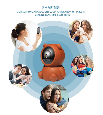 Smart Home Baby Security Monitor WiFi IP Camera Cartoon Bear Halloween Gift CCTV 1080P HD Surveillance Auto Tracking Camera