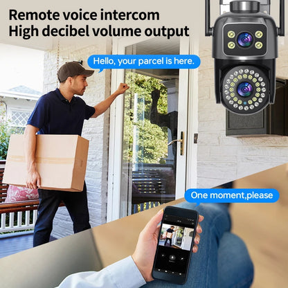 Dual Lens PTZ Wifi Camera 8MP IP Camera Dual Screen AI Human Auto Tracking Two Way Audio Video Outdoor Surveillance Cameras