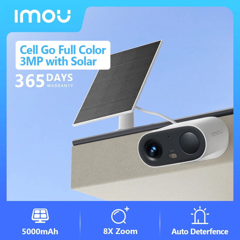 IMOU Cell PT Lite Solar Panel Kit 3MP Wi-Fi Camera 5000mAh Battery Human Detection IP66 Weatherproof Home Security Camera Type-C