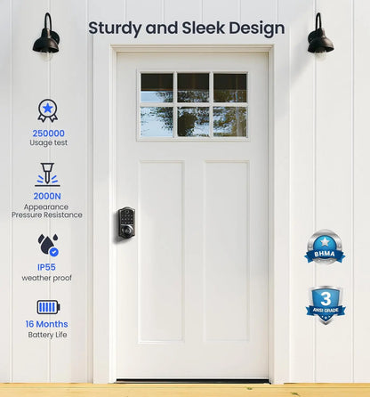 Veise VE018 Smart Knob Handle Lock - Fingerprint, App Control, Keyless Entry for Front Door and Bedroom