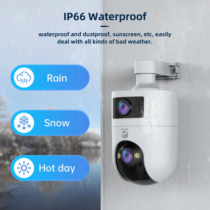 JOOAN 8MP HD IP Camera Outdoor Dual Lens Security WiFi Camera Auto Tracking Color Night CCTV Audio Video Surveillance Camera