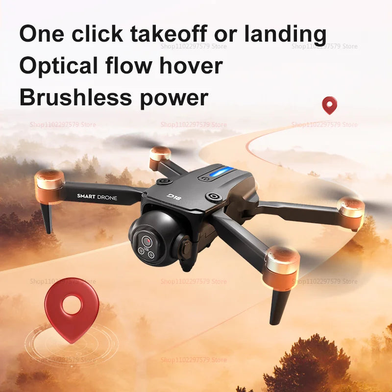 New D18 RC Drone 8K Professional HD  Dual Camera 360° Obstacle Avoidance Aerial Optical Brushless Large Screen Quadcopter Toy
