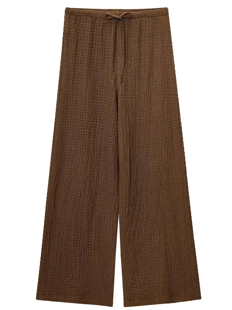HXAO Women's Suit Short Sleeve Top Pant Sets Brown Black Women's Two Pieces Set Elegant Female Sets Summer Trousers Sets
