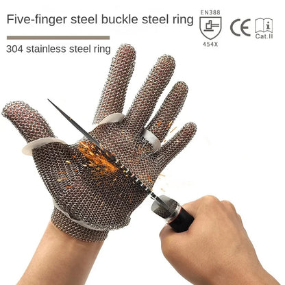Stainless Steel Cut-resistant Gloves Level 5 Slaughter and Gardening High-risk Work Cut-resistant Labor Protection Gloves 1pcs
