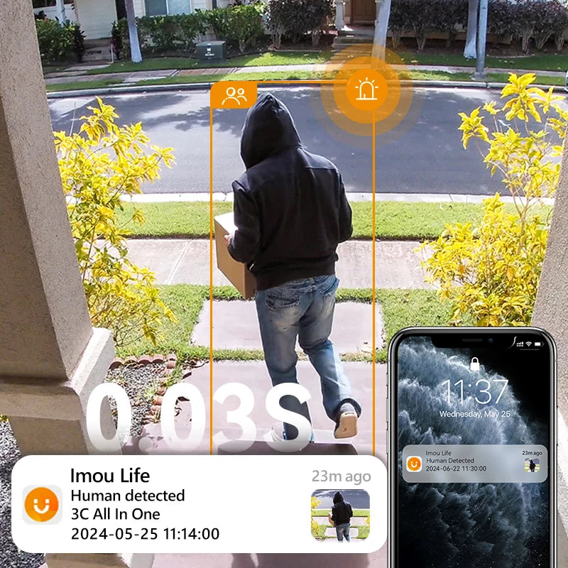 IMOU Cell PT Lite Solar Panel Kit 3MP Wi-Fi Camera 5000mAh Battery Human Detection IP66 Weatherproof Home Security Camera Type-C