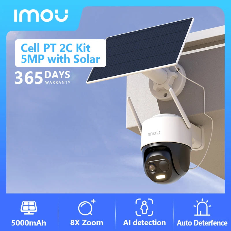 IMOU Cell PT Lite Solar Panel Kit 3MP Wi-Fi Camera 5000mAh Battery Human Detection IP66 Weatherproof Home Security Camera Type-C