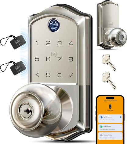 Veise VE018 Smart Knob Handle Lock - Fingerprint, App Control, Keyless Entry for Front Door and Bedroom