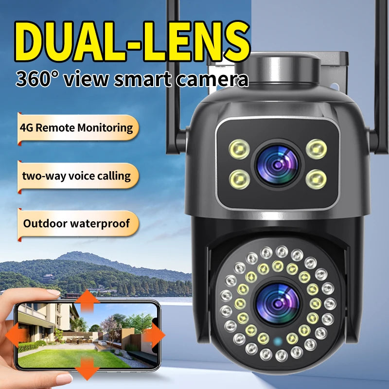 Dual Lens PTZ Wifi Camera 8MP IP Camera Dual Screen AI Human Auto Tracking Two Way Audio Video Outdoor Surveillance Cameras