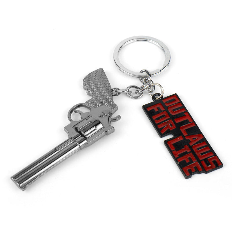 Revolver Weapon Model Letter Tag Pendant
