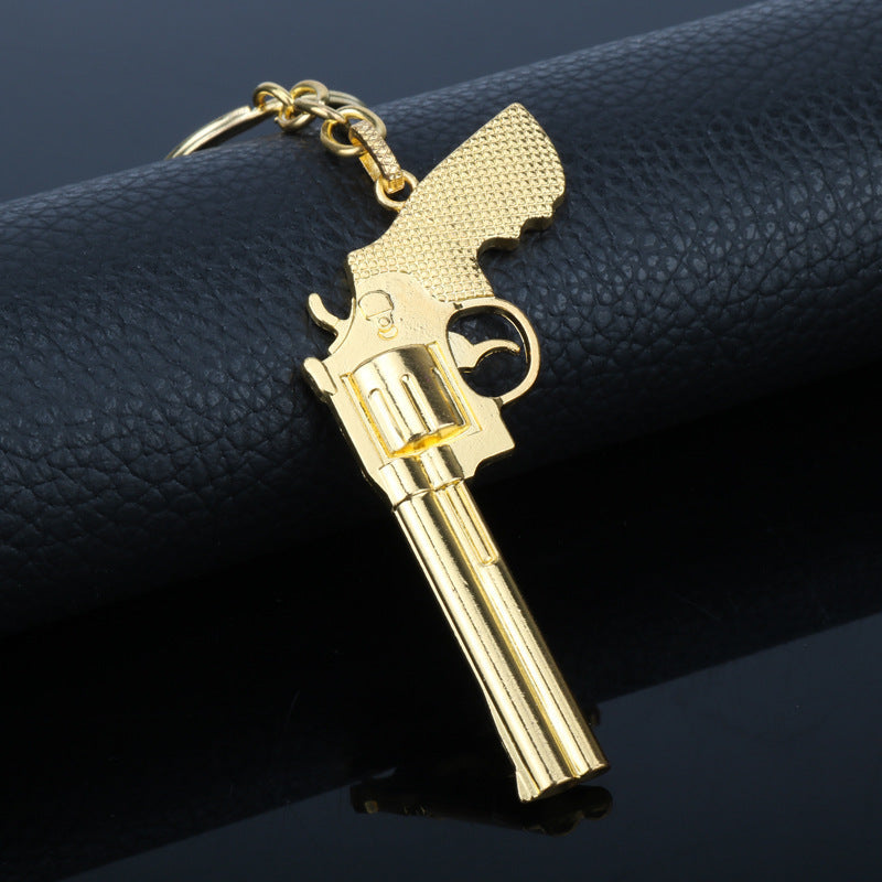 Revolver Weapon Model Letter Tag Pendant