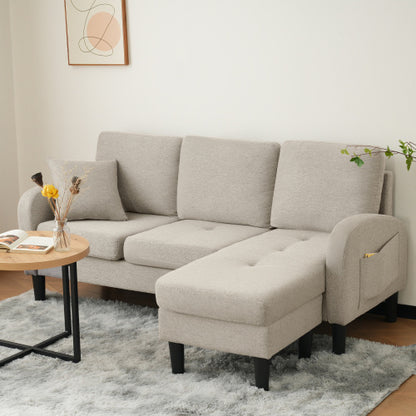 L-L-shaped Corner Sofa With Chaise Lounge  3Seater Sofa, 166 X 118 X 77 Cm, Breathable Cotton Linen Fabric, Plastic Legs, Modular Design, Ideal For Living Rooms, Apartments, And Offices